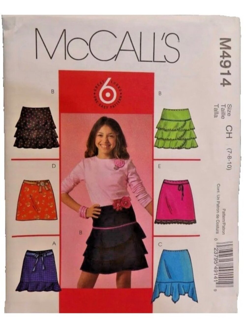 Vintage Sewing Pattern McCalls M4914 Child Girls Skirts 6 Styled Sizes 7-8-10 UC